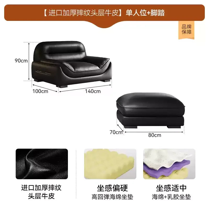 MM Lounge Leather Filler Sofa Living Room Luxury Italian Nordic Lazy Couch Recliner Mini 3 Seater Divani Da Soggiorno Furniture