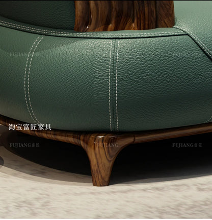 Leather sofa modern high-end villa living room 123 combination solid wood furniture simple and modern