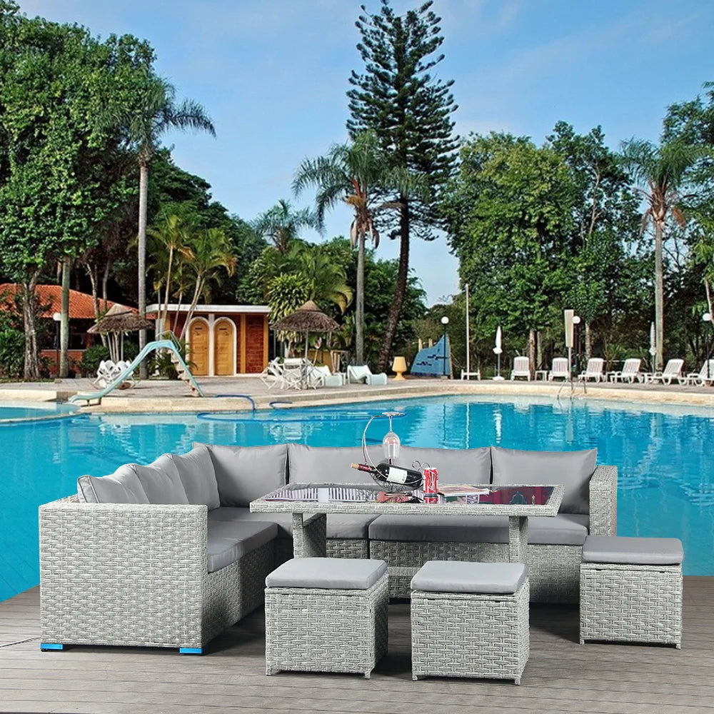 Set Patio Furniture Outdoor Rattan Corner Sofa Set Rattan Couch Garden Sofa Wicker Outdoor Furniture Sets