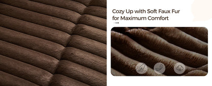 6 - Seater Power Reclining Living Room Sectional Sofa with Wireless Charger, Plush Faux Fur Couch with 2 Recliner