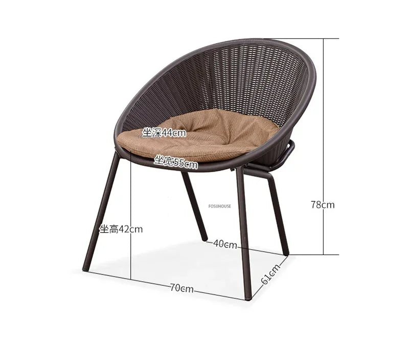 Outdoor Rattan Chair Garden Furniture Set Household Outdoor Balcony Leisure Table and Chair Three-piece Set Mini Coffee Table