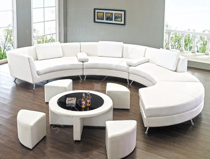 Leather Curved Sectional Sofa Set Low Price Living Room Furniture for Apartment Home Furniture with Sponge Filling