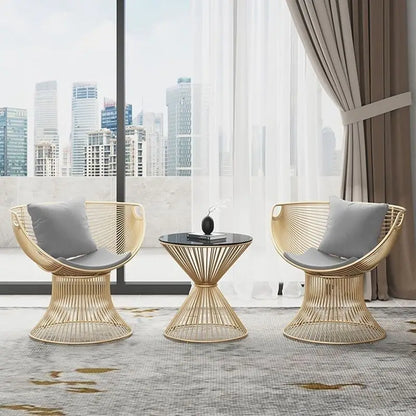 High-end stainless steel dining chair single sofa chair designer home living room wrought iron balcony