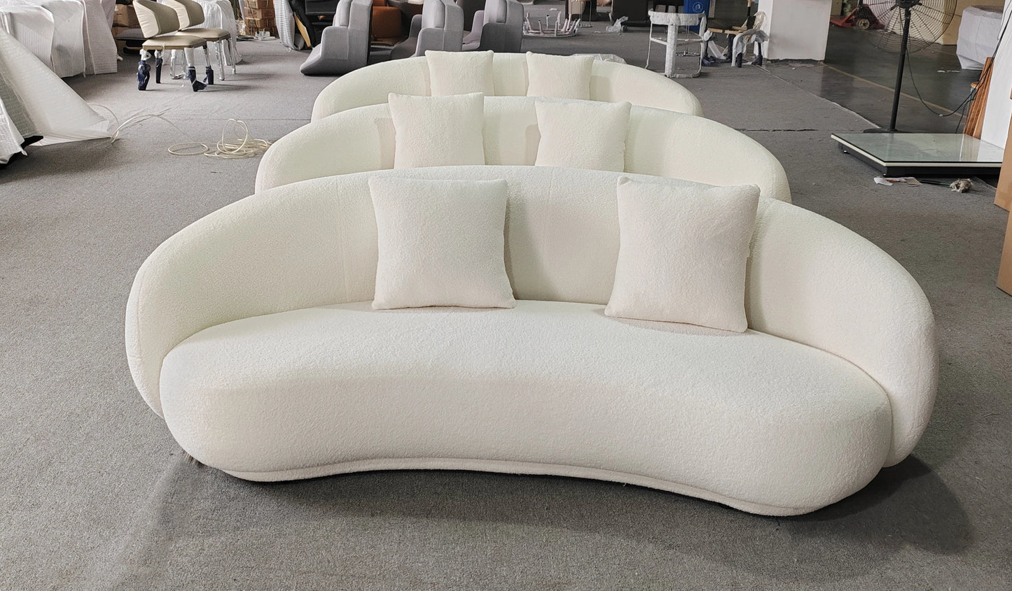 &Modern Villa Living Room Single Three Person Sofa Set Household Beige Lamb Fabric Cashew Nut Arc Creative Sofa