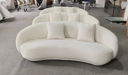 &Modern Villa Living Room Single Three Person Sofa Set Household Beige Lamb Fabric Cashew Nut Arc Creative Sofa