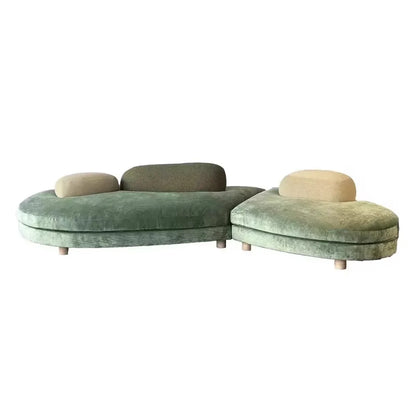 XX  Pebble Sofa Large Flat Layer Love Special-shaped Green Fabric Module Combination Arc