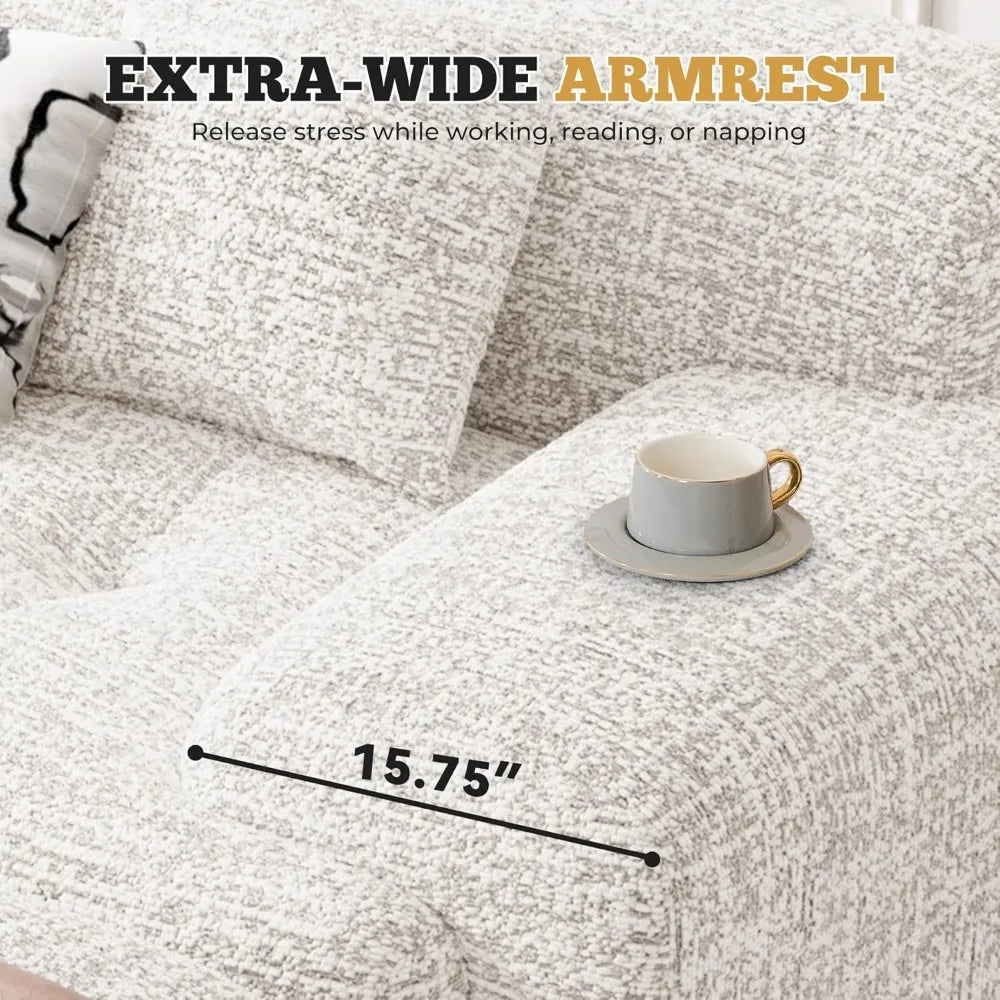 122" modern l shaped modular sectional sofa, boneless couches for living room with ottoman,4 seater convertible chenille cloud c