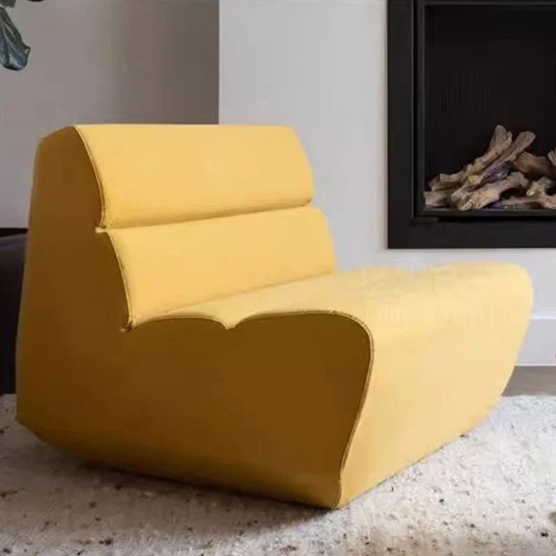 AAYellow Fabric Three-Seater Sofa For Villa Living Room
