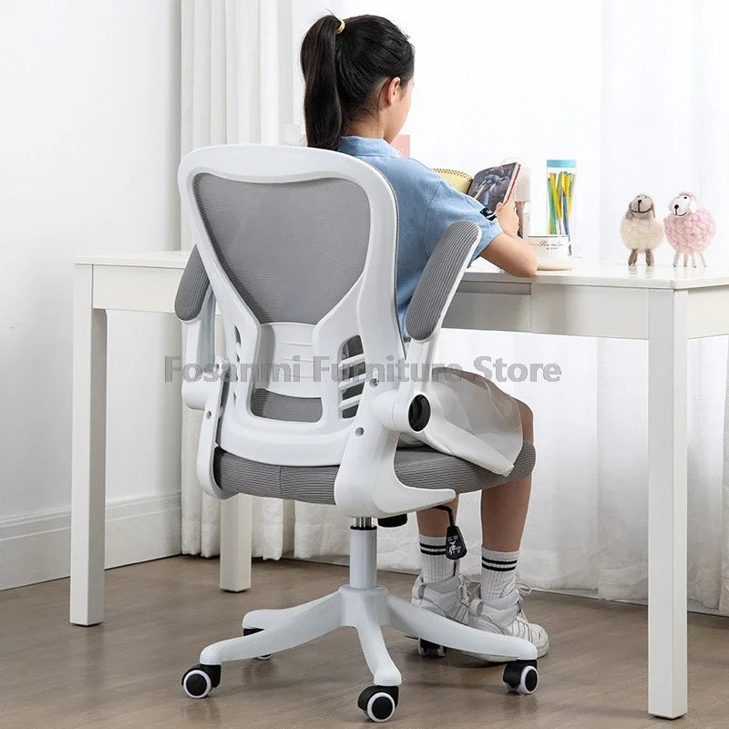 Adjustable Lumbar Support Home Desk Chairs with Armrests Students Study Computer Chair Office Mesh Swivel Chair with Wheels