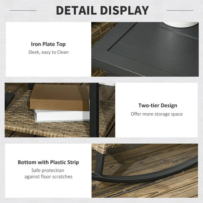 Outsunny Rocking Bistro Set 3PC Wicker Outdoor  with Rocker Chairs Cushions Coffee Table Light Grey