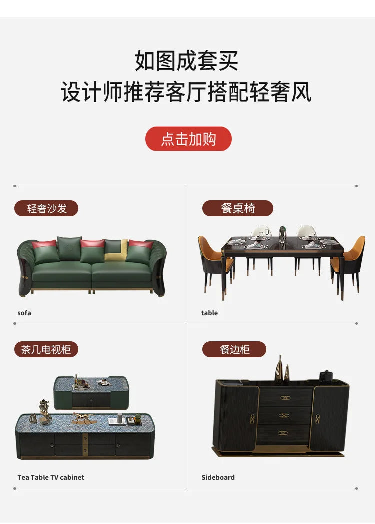 Italian luxury light luxury leather buckle sofa post-modern living room size apartment villa designer new sofa