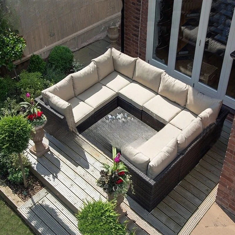 Outdoor rattan sofa combination living room rattan chair sofa outdoor rattan sofa courtyard balcony leisure