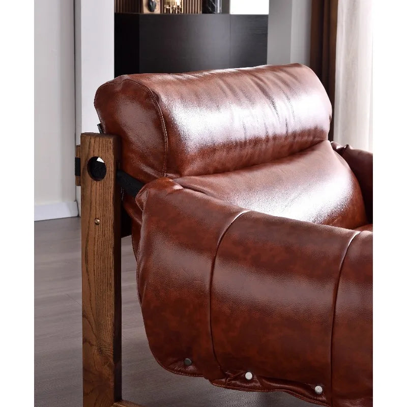 Solid Wood Single Sofa Chair with Modern Design Net Red Medieval Leisure Style for Home Furniture Jersey Living Room Chair