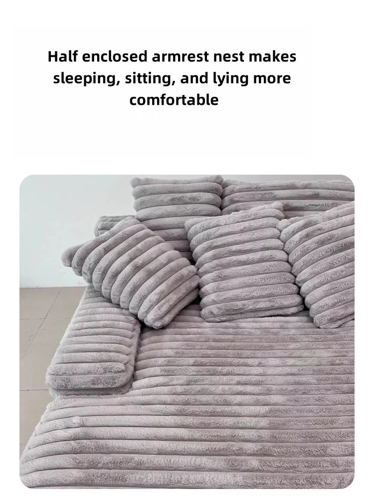 Luxury Compressed Memory Foam Sofa Set Chenier Fabric Sofa Apartment Hotel Villa Vacuum Packaging Convenient Life