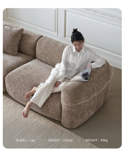 Large Retro Lounge Lazy Sofa Modern Chenille Apartment Living Room Cream Tofu Blocks Style Fabric Armchairs Home Furniture