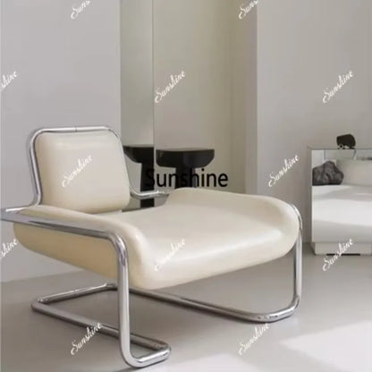Nordic medieval curved special-shaped convex chair stainless steel light luxury backrest single chairTJ