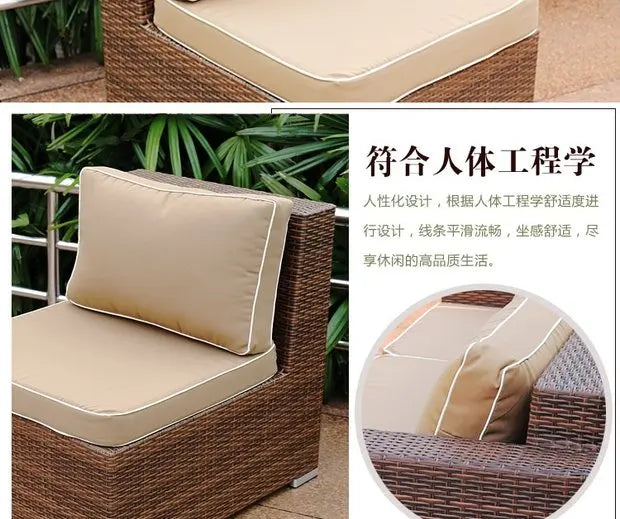 Outdoor Open-air Garden Sofas Hotel Backrest Modern Leisure Garden Sofas Balcony Pe Rattan Furniture Sofá Do Jardim MHHYSF
