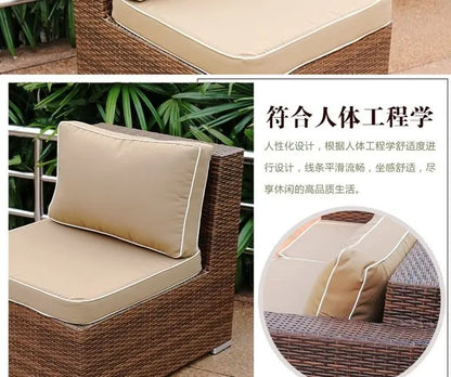 Outdoor Open-air Garden Sofas Hotel Backrest Modern Leisure Garden Sofas Balcony Pe Rattan Furniture Sofá Do Jardim MHHYSF