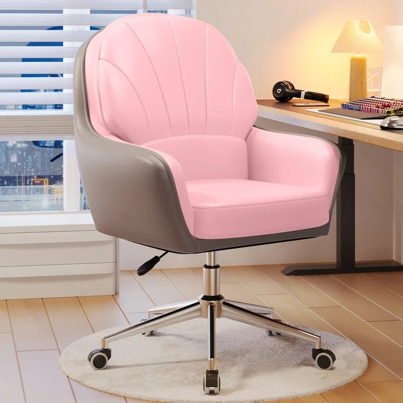 Metal Cute Vanity Makeup Chair for Girls Rotating Lift Backrest Computer Chair for Bedroom Dorm Home Office Desk