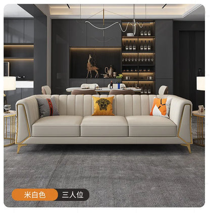Italian-American small apartment living room three or four-person leather sofa luxury modern simple corner combination concubine