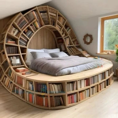 Bibliothèque Unique avec coin de lecture, pour salon familial, chambre à coucher, bibliothèque, programme universitaire préscolaire