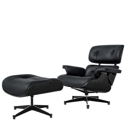 Replica Mid Century Tall Size Chaise Genuine Leather Lounge Chair With Ottoman Black Walnut and Palisander Living Room Chairs