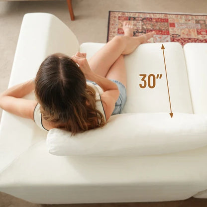 115" Cloud Boneless Sectional Couch for Living Room, Convertible L-Shape Couch with Ottoman, 3 Seater Modular Sofa,Beige
