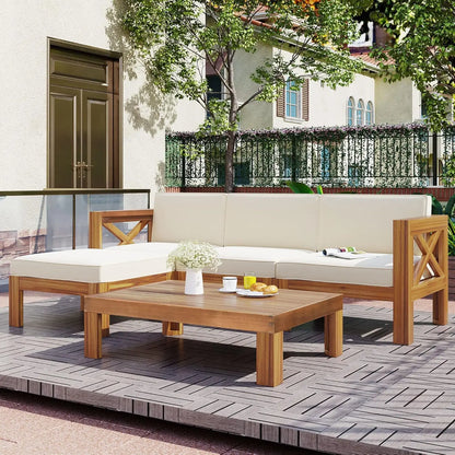 Modern Patio Furniture Set, 6-Piece Outdoor Sectional Sofa Set with Round Nesting Coffee Tables and Seating Sofa, Customized