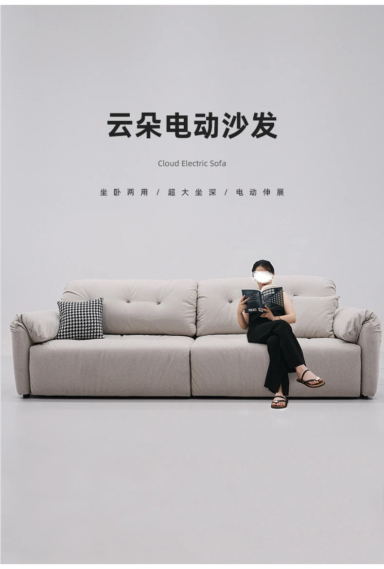 Cloud Electric Sofa Living Room Modern Simple Telescopic Fabric Lazy Multi-functional Sofa Bed Dual-purpose