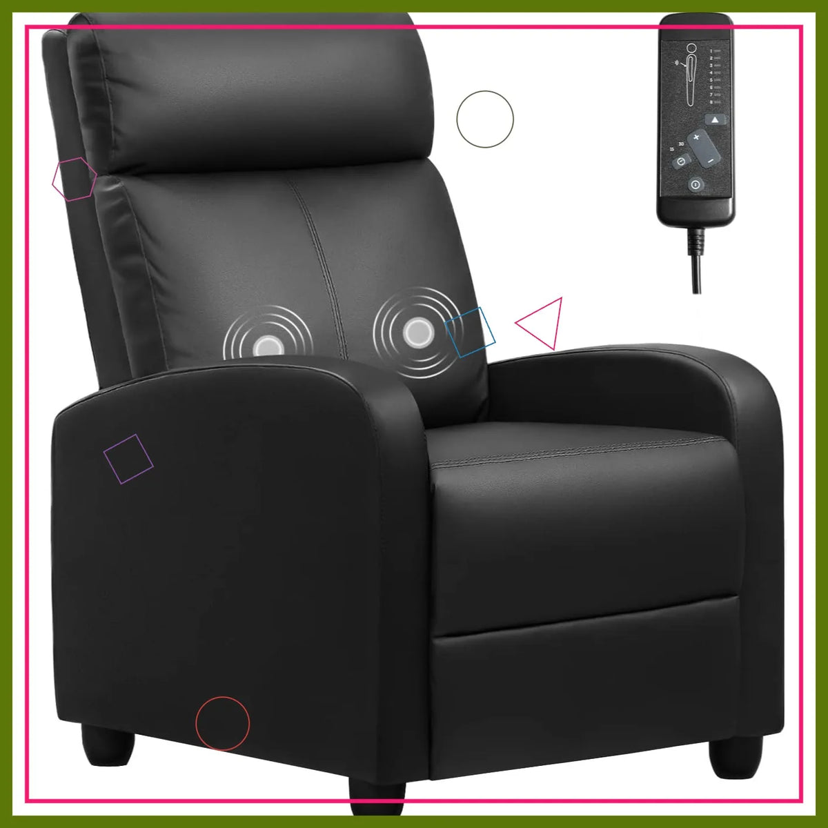 Adjustable Massage Recliner Chair with Footrest, PU Leather Sofa for Living Room Home Theater