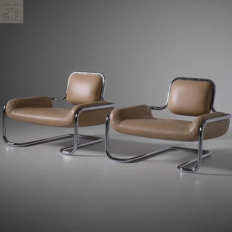 Medieval designer stainless steel embossed leisure chair personalized single sofa chair