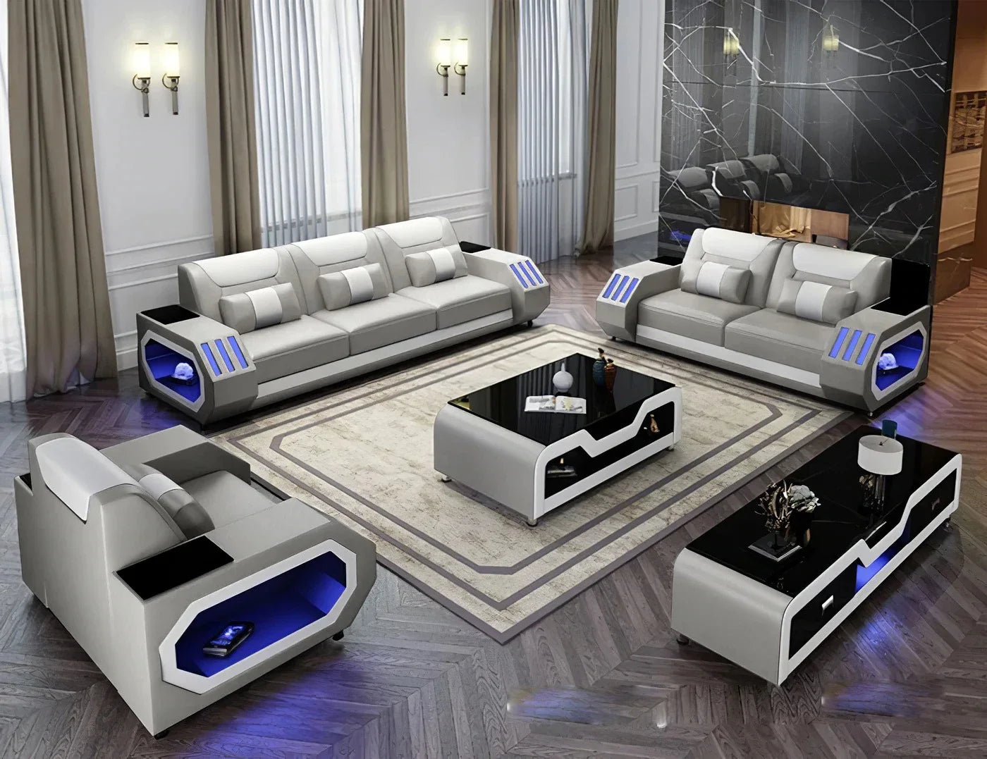 Wooden 1+2+3 Full Set Genuine Leather Sofa Set Living Room Furniture Leather Sofa Furniture Sectional Sofa
