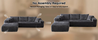 104" for Living Room Vacuum Compression Sofa Sectional Couch with L-Shape Modern Chaise Modular Cloud Sofa Couches Bed Bedroom
