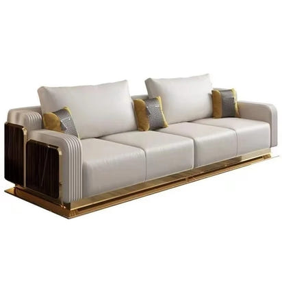 Italian Light Luxury Leather Sofa Living Room Small High-end Villa Modern Simple Solid Wood Sofa