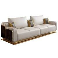 Italian Light Luxury Leather Sofa Living Room Small High-end Villa Modern Simple Solid Wood Sofa