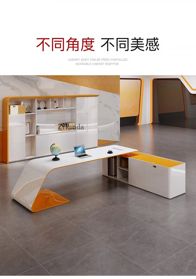 Painted desk simple modern fashion light luxury boss table creative president table and chair combination