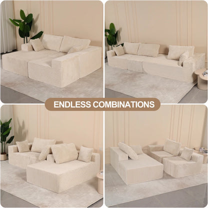Modular Sectional Sofa with Pillow, Cloud Sectional Couch with Chaise, Modern L-Shape Sofa with Deep Seat, Upholstered Couches