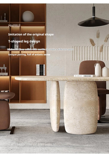 Italian Minimalist Marble Dining Table, Nordic Designer Modern Kitchen Table for Home, Customizable, Safe,, Artful Style