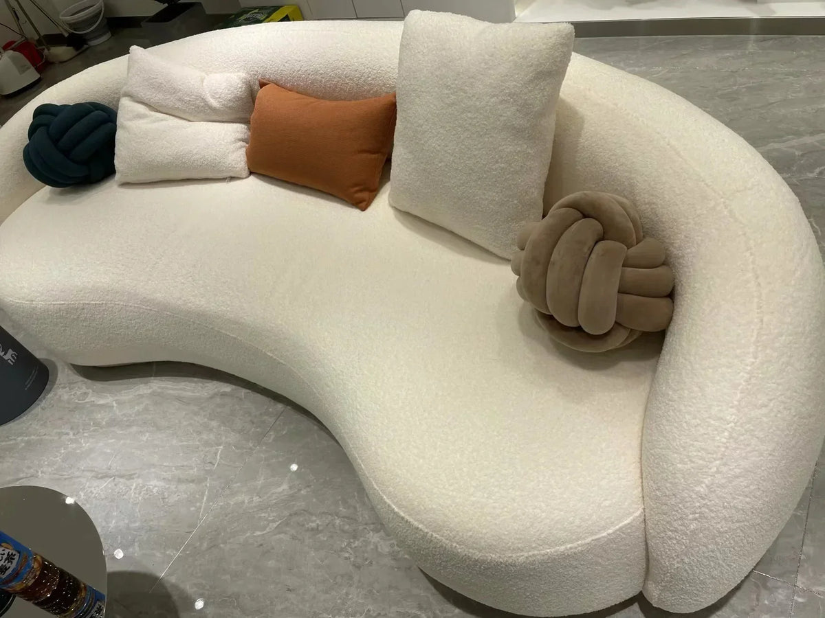 Curved Living Room Sofas Living Room Furniture Cream Style Beauty Salon Sofa Clothing Store Rest Area Reception Sofab