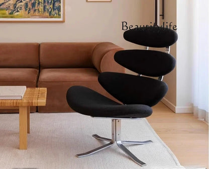 Modern simple chair stainless steel fish bone artistic sense high sense single sofa chair lazy
