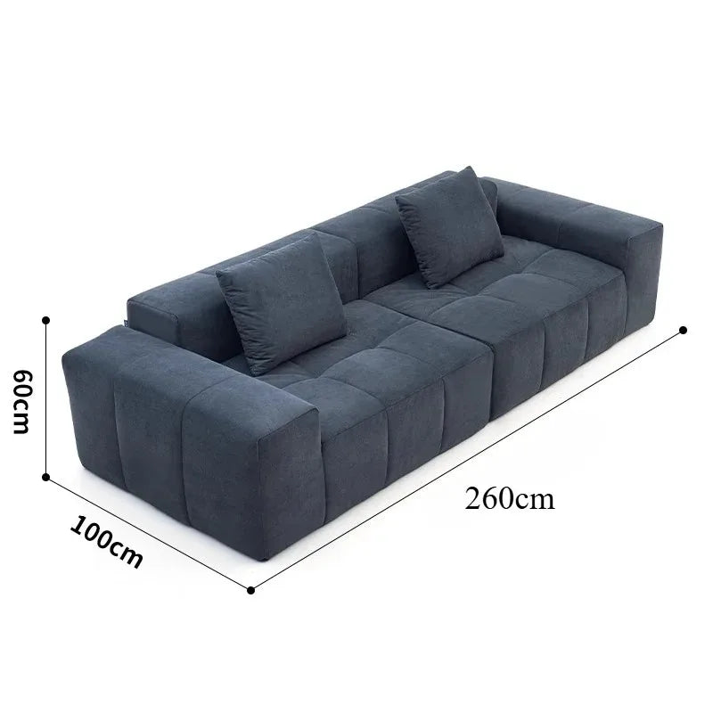 Full Sponge Compressed Fabric Sofa Modern Simple Living Room Couch Tofu Block Sofa Small Apartment Straight Row Combination Sofa