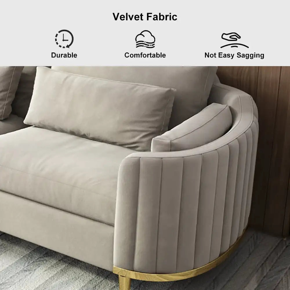 Modern Living Room Sofas Sets Sectional Couch Velvet Upholstered Loveseat Sofa 3 Pieces Italian Sectional Sofa Chair