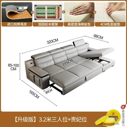 Designer Leather Sofa Living Room Ajustable Lounge Foldable Sofa Reclinable Modular Minimalist Woonkamer Banken Lounge Furniture