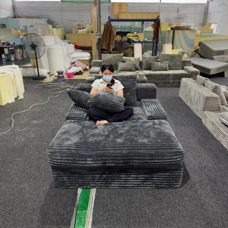 Vacuum Compressed White Plush Cloud Sofa Foldable Oversized Couch Soft Living Room Furniture Space-Saving Leisure Seat
