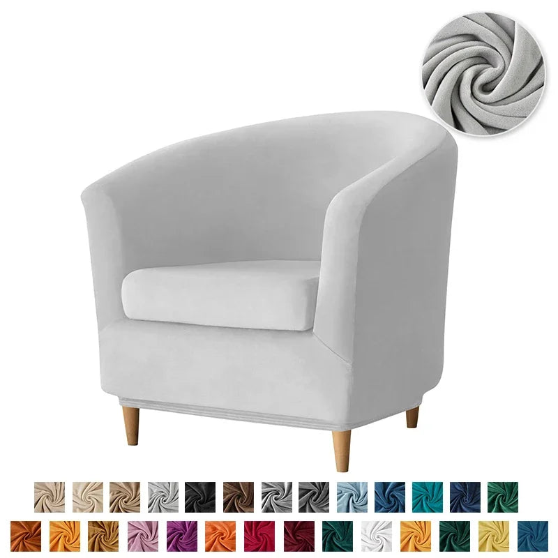 Velvet Tub Cover Chair Jacquard Single Seat Sofa Slipcover 1 Seate Living Room  Furniture Couch Washable Club Armchair Cover
