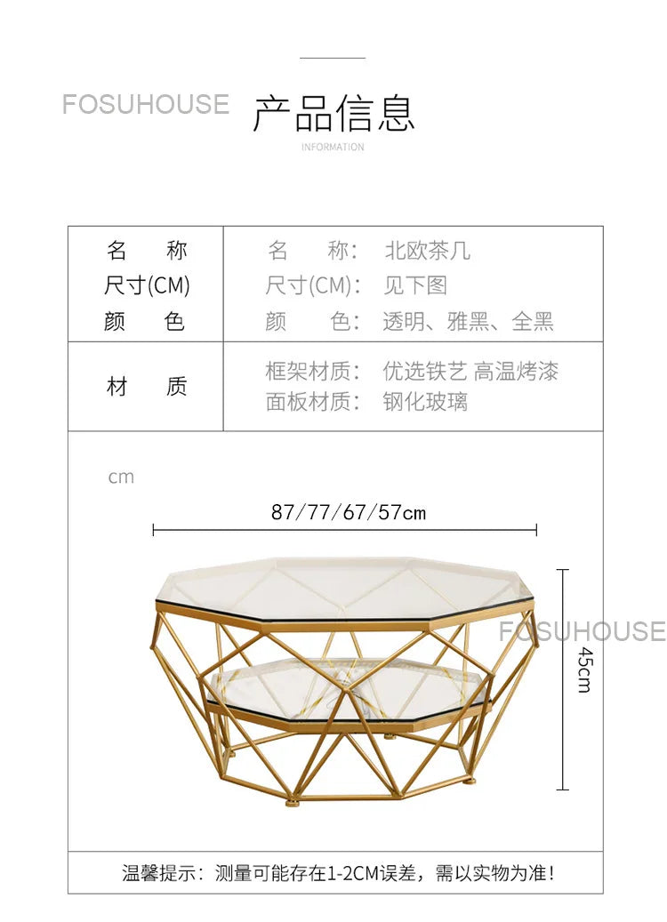 Nordic Glass Living Room Coffee Tables Light Luxury Modern Toughened Glass Bedroom Corner Table Iron Coffee Table Home Furniture