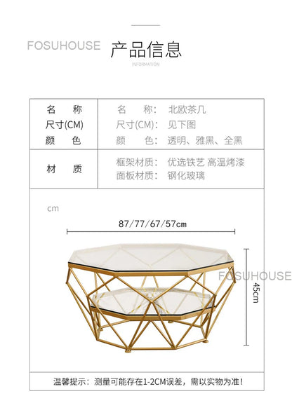 Nordic Glass Living Room Coffee Tables Light Luxury Modern Toughened Glass Bedroom Corner Table Iron Coffee Table Home Furniture