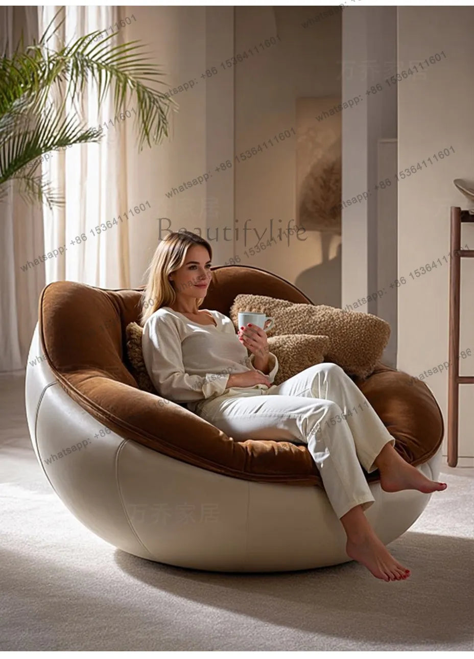 Italian minimalist rotating fabric sofa single chair modern minimalist household lazy