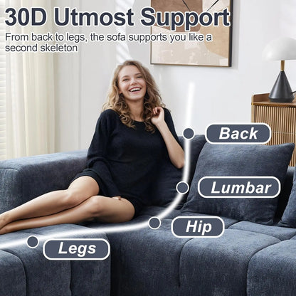 119"Boneless Couch, Cloud Sectional Couch with Deep Seat,High-Density Memory Foam and Chaise,Sectional L Shaped Sofa-Customized