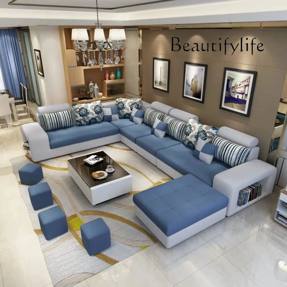 SS U-Shape Sectional Couch Fabric Upholstered Sofa Couches Sectional Couches For Living Room 7 Seater Modern Sectional Sofa